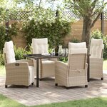 vidaXL Ensemble de salle à manger pour jardin 5 Pièces Beige polyrotin