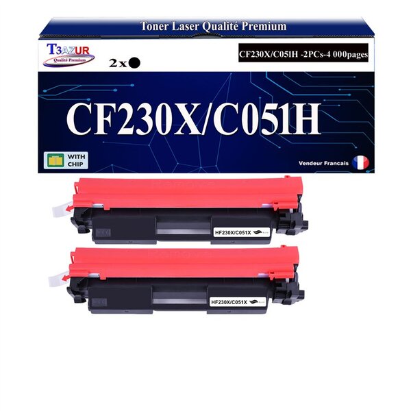 T3AZUR - 2x Toners compatibles avec Canon 051H pour Canon i-Sensys LBP-162dw  MF-264dw  MF-267dw  MF-269dw Noir - 4 000p