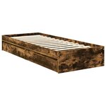 vidaXL Lit de Rangement Chêne fumé 120 x 200 cm Bois d'ingénierie