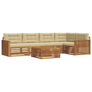 vidaXL Ensemble de canapés d'extérieur 6 pc Naturel et Beige