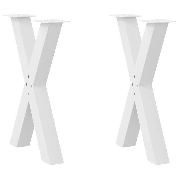 vidaXL Pieds de table à manger en forme de X  2 pièces  blanc  50 x (72-73) cm  acier