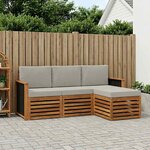 vidaXL Ensemble de canapés d'extérieur 4 pc Naturel et gris clair