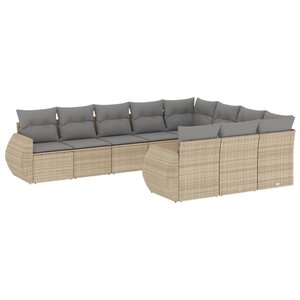 vidaXL Salon de jardin avec coussins 10 Pièces beige résine tressée