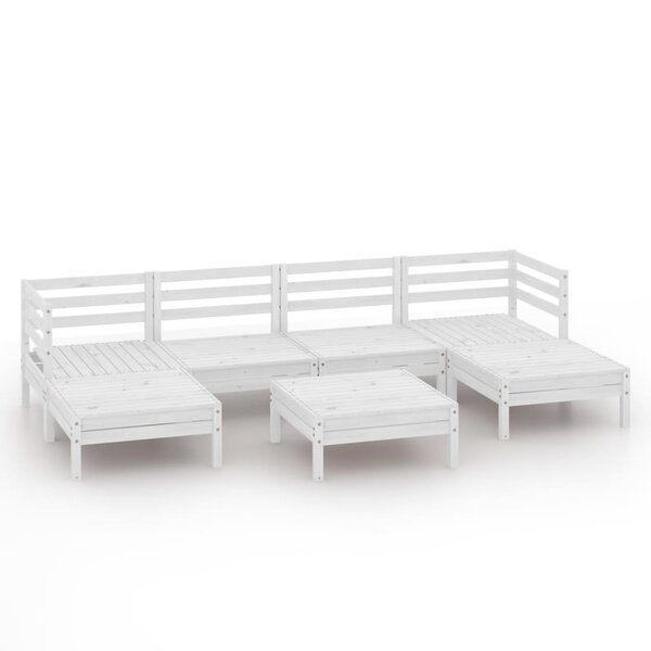 vidaXL Salon de jardin 7 Pièces Blanc Bois de pin massif