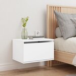 vidaXL Table de chevet murale avec lumières LED blanc
