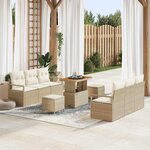 vidaXL Ensemble de canapé de jardin 9 Pièces Beige Poly rotin