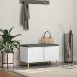vidaXL Banc d'entrée avec coussin avec stockage Blanc 80 x 38 x 46 cm