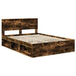 vidaXL Cadre de lit Chêne fumé 140 x 190 cm Bois d'ingénierie
