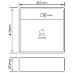 vidaXL Lavabo carré à trop-plein Gris foncé mat 41x41 cm Céramique