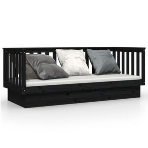 vidaXL Lit de jour sans matelas noir 90x190 cm bois de pin massif