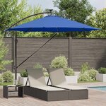 vidaXL Parasol banane à mât déporté bleu azur 294 x 294 x 248 cm