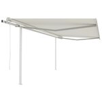 vidaXL Auvent rétractable automatique avec poteaux 4 5x3 m Crème