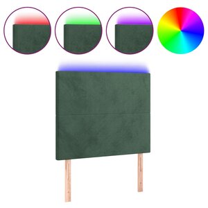 vidaXL Tête de lit à LED Vert foncé 80x5x118/128 cm Velours