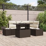 vidaXL Ensemble de canapé de jardin 5 pièces avec coussins marron en poly rattan