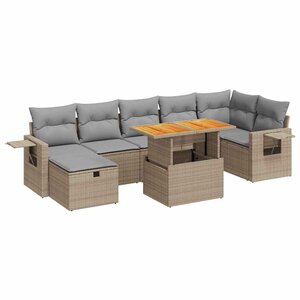 vidaXL Salon de jardin avec coussins 5 Pièces beige résine tressée acacia