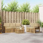 vidaXL Ensemble de canapés d'extérieur 6 pc Blanc et Beige Polyester