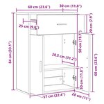 vidaXL Buffet gris béton 60x30x84 cm bois d'ingénierie