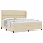vidaXL Lit à ressorts avec matelas Crème 200 x 200 cm tissu