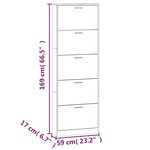 vidaXL Armoire à chaussures Chêne marron 59x17x169cm Bois d'ingénierie