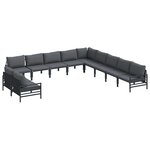 vidaXL Ensemble de canapé de jardin avec coussin 11 Pièces Noir Acier