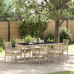 Ensemble de salle à manger de jardin 7 pièces vidaXL avec coussins beige en poly rotin
