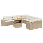 vidaXL Salon de jardin 11 Pièces avec coussins beige résine tressée