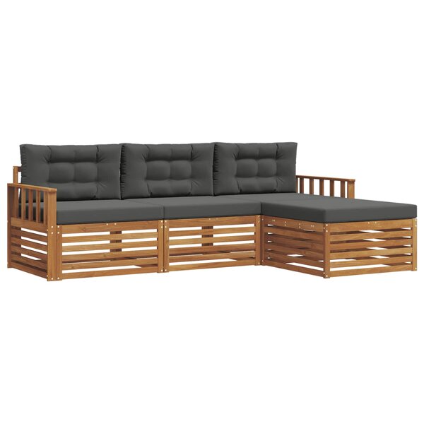 vidaXL Ensemble de canapés d'extérieur 4 pc Naturel et Anthracite