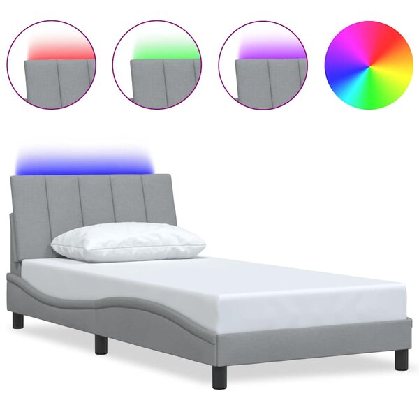 vidaXL Cadre de lit sans matelas gris clair 100x200 cm tissu