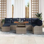 vidaXL Ensemble de canapé de jardin 9 Pièces gris et bleu marine
