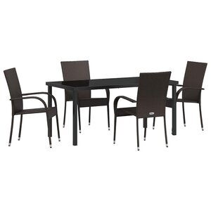 vidaXL Ensemble de salle à manger pour jardin 5 Pièces Marron