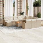 vidaXL Salon de jardin avec coussins 13 Pièces beige résine tressée