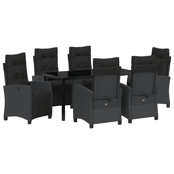 vidaXL Ensemble de salle à manger de jardin 7 pièces en osier poly noir