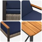 vidaXL Ensemble de meubles d'extérieur 3 Pièces Gris et bleu marine