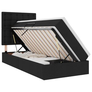 vidaXL Lit de rangement LED avec matelas Noir 90 x 190 cm Tissu