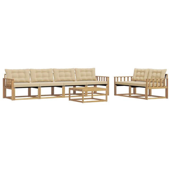 vidaXL Ensemble de canapés d'extérieur 7 pc Blanc et Beige