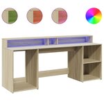vidaXL Bureau avec lumières LED chêne sonoma bois d'ingénierie