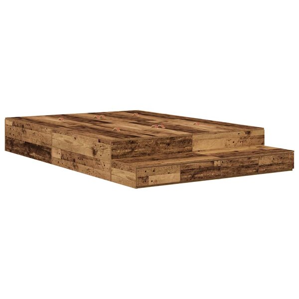 vidaXL Cadre de lit avec rangement Bois ancien 236.5 x 140 x 31.5 cm