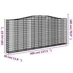 vidaXL Panier de gabions arqué 400x30x160/180 cm Fer galvanisé