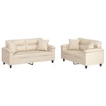 vidaXL Ensemble de canapés 2 Pièces avec coussins Beige Tissu microfibre