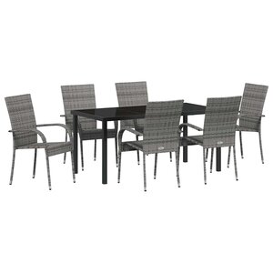 vidaXL Ensemble de salle à manger pour jardin 7 Pièces Gris