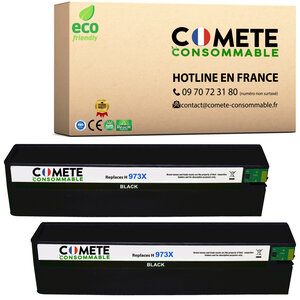 973X - 2 cartouches de toner compatible HP 973X Noir - Entreprise française - pour HP PageWide Managed MFP P57750, P55250; PageWide Pro 452, 477, MFP 477