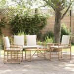 vidaXL Ensemble de meubles d'extérieur 4 Pièces Blanc Naturel et Crème