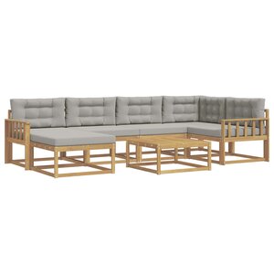 vidaXL Ensemble de canapés d'extérieur 7 Pièces Blanc et gris clair