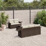 vidaXL Salon de jardin avec coussins 6 Pièces marron résine tressée