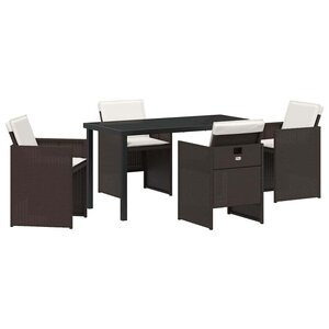 vidaXL Ensemble de salle à manger pour jardin 5 Pièces Marron polyrotin