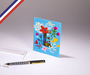 Carte simple bouton d'or créée et imprimée en france - la lettre e