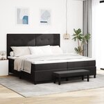 vidaXL Lit avec sommier et matelas & banc noir 200x200 cm en velours