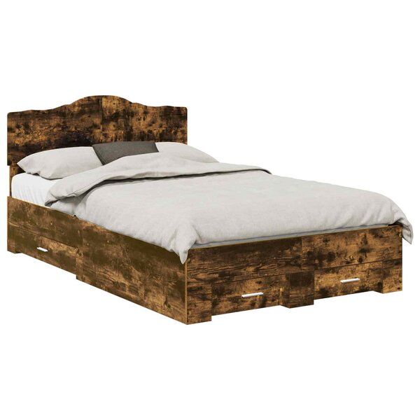 vidaXL Cadre de lit Chêne fumé 120 x 190 cm Bois d'ingénierie