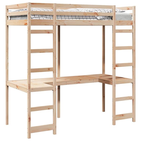 vidaXL Cadre de lit mezzanine Naturel 75 x 190 cm Pin massif