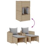 vidaXL Salon de jardin 5 Pièces avec coussins empilable beige polyrotin